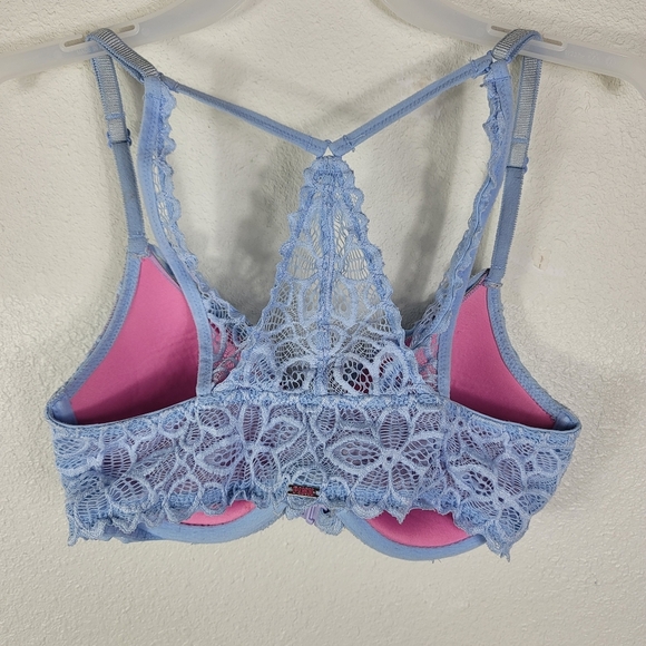PINK by Victoria's Secret Lilac Lace Date Racerback Bra Size 32C blue - Picture 5 of 8